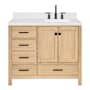 Ariel Cambridge 43" Free Standing Single Basin Vanity Set with Cabinet and Quartz Vanity Top Oak / Carrara White Quartz Top / Matte Black Hardware