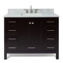 Ariel Cambridge 43" Free Standing Single Basin Vanity Set with Cabinet and Marble Vanity Top Espresso