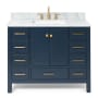 Ariel Cambridge 43" Free Standing Single Basin Vanity Set with Cabinet and Marble Vanity Top Midnight Blue