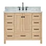 Ariel Cambridge 43" Free Standing Single Basin Vanity Set with Cabinet and Marble Vanity Top Oak / Carrara Marble Top / Matte Black Hardware