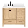 Ariel Cambridge 43" Free Standing Single Basin Vanity Set with Cabinet and Quartz Vanity Top Oak / White Quartz Top / Matte Black Hardware