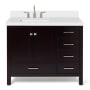 Ariel Cambridge 42" Free Standing Single Basin Vanity Set with Cabinet, Quartz Vanity Top, and Left Offset Rectangular Sink Espresso