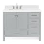 Ariel Cambridge 42" Free Standing Single Basin Vanity Set with Cabinet, Quartz Vanity Top, and Left Offset Rectangular Sink Grey
