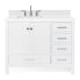 Ariel Cambridge 42" Free Standing Single Basin Vanity Set with Cabinet, Quartz Vanity Top, and Left Offset Rectangular Sink White