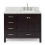 Ariel Cambridge 43" Free Standing Single Basin Vanity Set with Cabinet, Marble Vanity Top, and Right Offset Rectangular Bathroom Sink Espresso