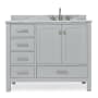 Ariel Cambridge 43" Free Standing Single Basin Vanity Set with Cabinet, Marble Vanity Top, and Right Offset Rectangular Bathroom Sink Grey