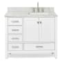 Ariel Cambridge 43" Free Standing Single Basin Vanity Set with Cabinet, Marble Vanity Top, and Right Offset Rectangular Bathroom Sink White
