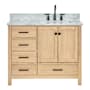 Ariel Cambridge 43" Free Standing Single Basin Vanity Set with Cabinet and Marble Vanity Top Oak / Carrara Marble Top / Matte Black Hardware