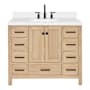 Ariel Cambridge 43" Free Standing Single Basin Vanity Set with Cabinet and Quartz Vanity Top Oak / White Quartz Top / Matte Black Hardware