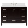 Ariel Cambridge 48" Free Standing Single Basin Vanity Set with Cabinet, Quartz Vanity Top, and Oval Bathroom Sink Espresso