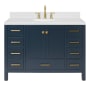 Ariel Cambridge 48" Free Standing Single Basin Vanity Set with Cabinet, Quartz Vanity Top, and Oval Bathroom Sink Midnight Blue