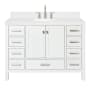 Ariel Cambridge 48" Free Standing Single Basin Vanity Set with Cabinet, Quartz Vanity Top, and Oval Bathroom Sink White
