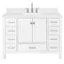 Ariel Cambridge 48" Free Standing Single Basin Vanity Set with Cabinet, Quartz Vanity Top, and Rectangular Bathroom Sink White
