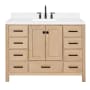 Ariel Cambridge 48" Free Standing Single Basin Vanity Set with Cabinet, Quartz Vanity Top, and Rectangular Bathroom Sink Oak