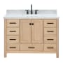 Ariel Cambridge 48" Free Standing Single Basin Vanity Set with Wood Cabinet, Marble Vanity Top, and Rectangular Bathroom Sink Oak