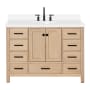 Ariel Cambridge 48" Free Standing Single Basin Vanity Set with Cabinet, Quartz Vanity Top, and Oval Bathroom Sink Oak
