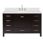 Ariel Cambridge 54" Free Standing Single Basin Vanity Set with Cabinet, Quartz Vanity Top, and Oval Bathroom Sink Espresso