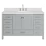 Ariel Cambridge 54" Free Standing Single Basin Vanity Set with Cabinet, Quartz Vanity Top, and Oval Bathroom Sink Grey