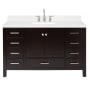 Ariel Cambridge 54" Free Standing Single Basin Vanity Set with Cabinet, Quartz Vanity Top, and Rectangular Bathroom Sink Espresso