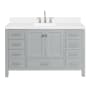 Ariel Cambridge 54" Free Standing Single Basin Vanity Set with Cabinet, Quartz Vanity Top, and Rectangular Bathroom Sink Grey