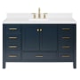 Ariel Cambridge 54" Free Standing Single Basin Vanity Set with Cabinet, Quartz Vanity Top, and Rectangular Bathroom Sink Midnight Blue
