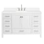 Ariel Cambridge 54" Free Standing Single Basin Vanity Set with Cabinet, Quartz Vanity Top, and Rectangular Bathroom Sink White