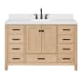 Ariel Cambridge 54" Free Standing Single Basin Vanity Set with Cabinet, Quartz Vanity Top, and Rectangular Bathroom Sink Oak