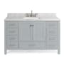 Ariel Cambridge 55" Free Standing Single Basin Vanity Set with Cabinet, Marble Vanity Top, and Rectangular Bathroom Sink Grey