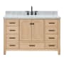 Ariel Cambridge 55" Free Standing Single Basin Vanity Set with Wood Cabinet, Marble Vanity Top, and Oval Bathroom Sink Oak