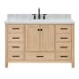 Ariel Cambridge 55" Free Standing Single Basin Vanity Set with Wood Cabinet, Marble Vanity Top, and Rectangular Bathroom Sink Oak