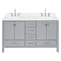 Ariel Cambridge 60" Free Standing Double Basin Vanity Set with Cabinet, Quartz Vanity Top, and Oval Bathroom Sink Grey