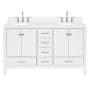 Ariel Cambridge 60" Free Standing Double Basin Vanity Set with Cabinet, Quartz Vanity Top, and Oval Bathroom Sink White