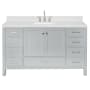 Ariel Cambridge 60" Free Standing Single Basin Vanity Set with Cabinet, Quartz Vanity Top, and Rectangular Bathroom Sink Grey
