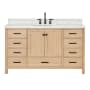 Ariel Cambridge 60" Free Standing Single Basin Vanity Set with Cabinet, Quartz Vanity Top, and Rectangular Bathroom Sink Oak