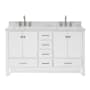 Ariel Cambridge 61" Free Standing Double Basin Vanity Set with Cabinet and Marble Vanity Top White