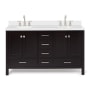 Ariel Cambridge 61" Free Standing Double Basin Vanity Set with Cabinet and Quartz Vanity Top Espresso