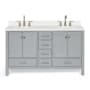 Ariel Cambridge 61" Free Standing Double Basin Vanity Set with Cabinet and Quartz Vanity Top Grey