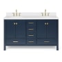 Ariel Cambridge 61" Free Standing Double Basin Vanity Set with Cabinet and Quartz Vanity Top Midnight Blue