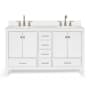 Ariel Cambridge 61" Free Standing Double Basin Vanity Set with Cabinet and Quartz Vanity Top White