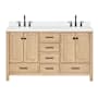Ariel Cambridge 61" Free Standing Double Basin Vanity Set with Cabinet and Quartz Vanity Top Oak / White Quartz Top / Matte Black Hardware