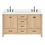 Ariel Cambridge 61" Free Standing Double Basin Vanity Set with Cabinet and Quartz Vanity Top Oak / White Quartz Top / Matte Black Hardware