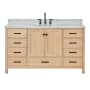 Ariel Cambridge 60" Free Standing Single Basin Vanity Set with Wood Cabinet, Marble Vanity Top, and Rectangular Sink Oak