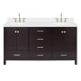 Ariel Cambridge 67" Free Standing Double Basin Vanity Set with Cabinet and Quartz Vanity Top Espresso