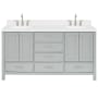 Ariel Cambridge 67" Free Standing Double Basin Vanity Set with Cabinet and Quartz Vanity Top Grey