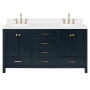 Ariel Cambridge 67" Free Standing Double Basin Vanity Set with Cabinet and Quartz Vanity Top Midnight Blue
