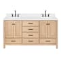 Ariel Cambridge 67" Free Standing Double Basin Vanity Set with Cabinet and Quartz Vanity Top Oak / Carrara White Quartz Top / Matte Black Hardware