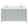 Ariel Cambridge 66" Free Standing Double Basin Vanity Set with Cabinet, Quartz Vanity Top, and Rectangular Bathroom Sink Grey