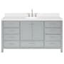 Ariel Cambridge 67" Free Standing Single Basin Vanity Set with Cabinet and Quartz Vanity Top Grey