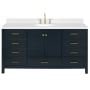 Ariel Cambridge 67" Free Standing Single Basin Vanity Set with Cabinet and Quartz Vanity Top Midnight Blue