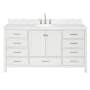 Ariel Cambridge 67" Free Standing Single Basin Vanity Set with Cabinet and Quartz Vanity Top White